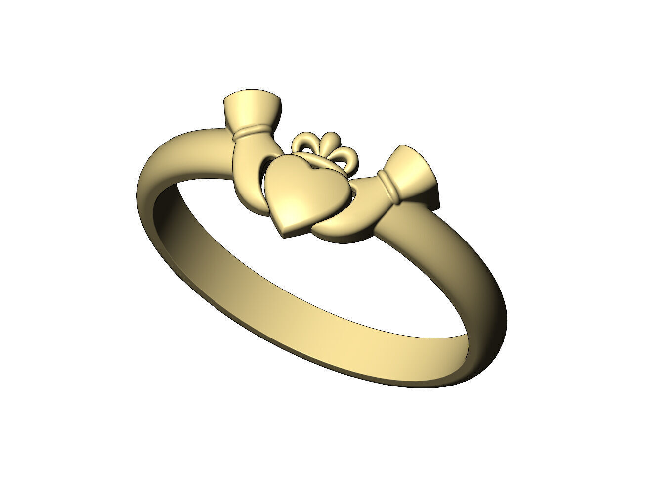 Claddagh heart crown stacker guard ring US sizes 6to10 3D print model_6