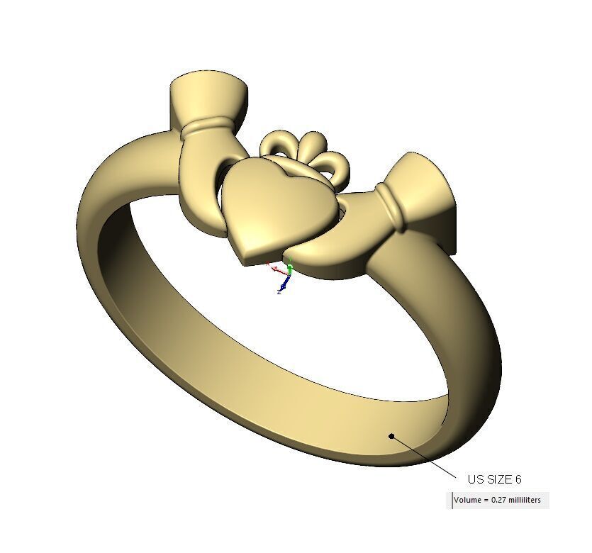 Claddagh heart crown stacker guard ring US sizes 6to10 3D print model_18