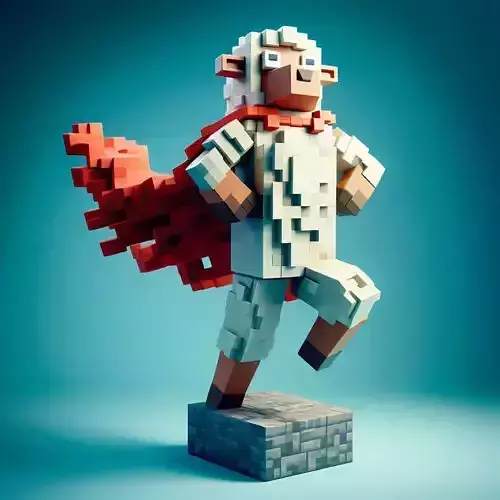Heroic Minecraft Sheep Statue 3D model