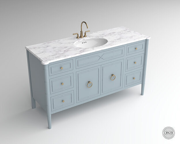 Faux Bamboo Bath Vanity 04 3D model