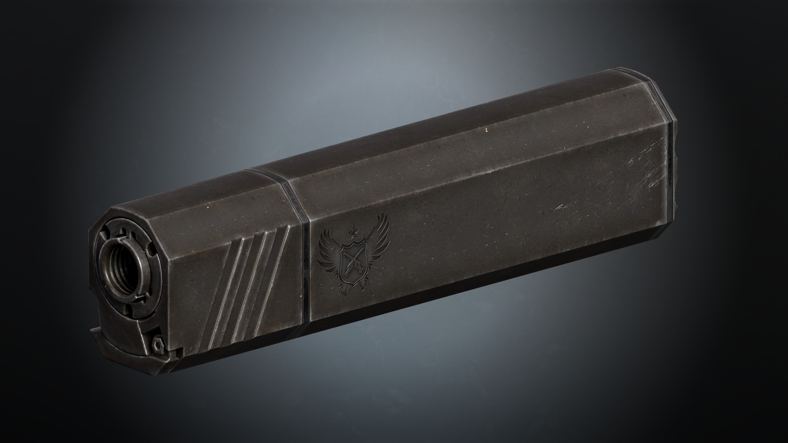 Silencer Handgun Suppressor  Low-poly 3D model_2