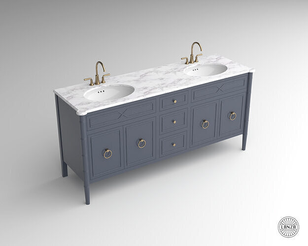 Faux Bamboo Bath Vanity 06 3D model