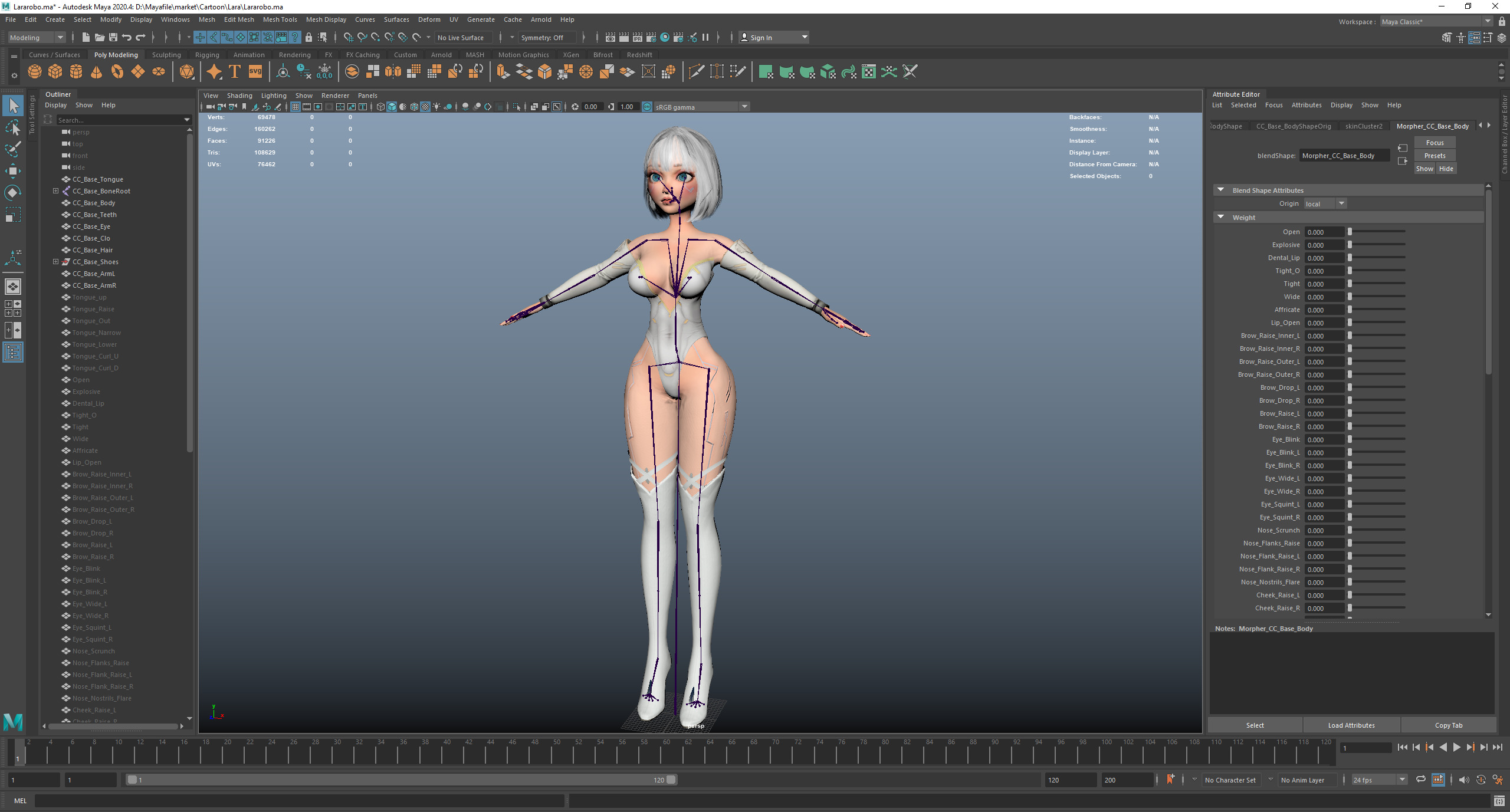 Game Sexy Scifi Stylized Girl Character rigged Lara Low-poly 3D model_38
