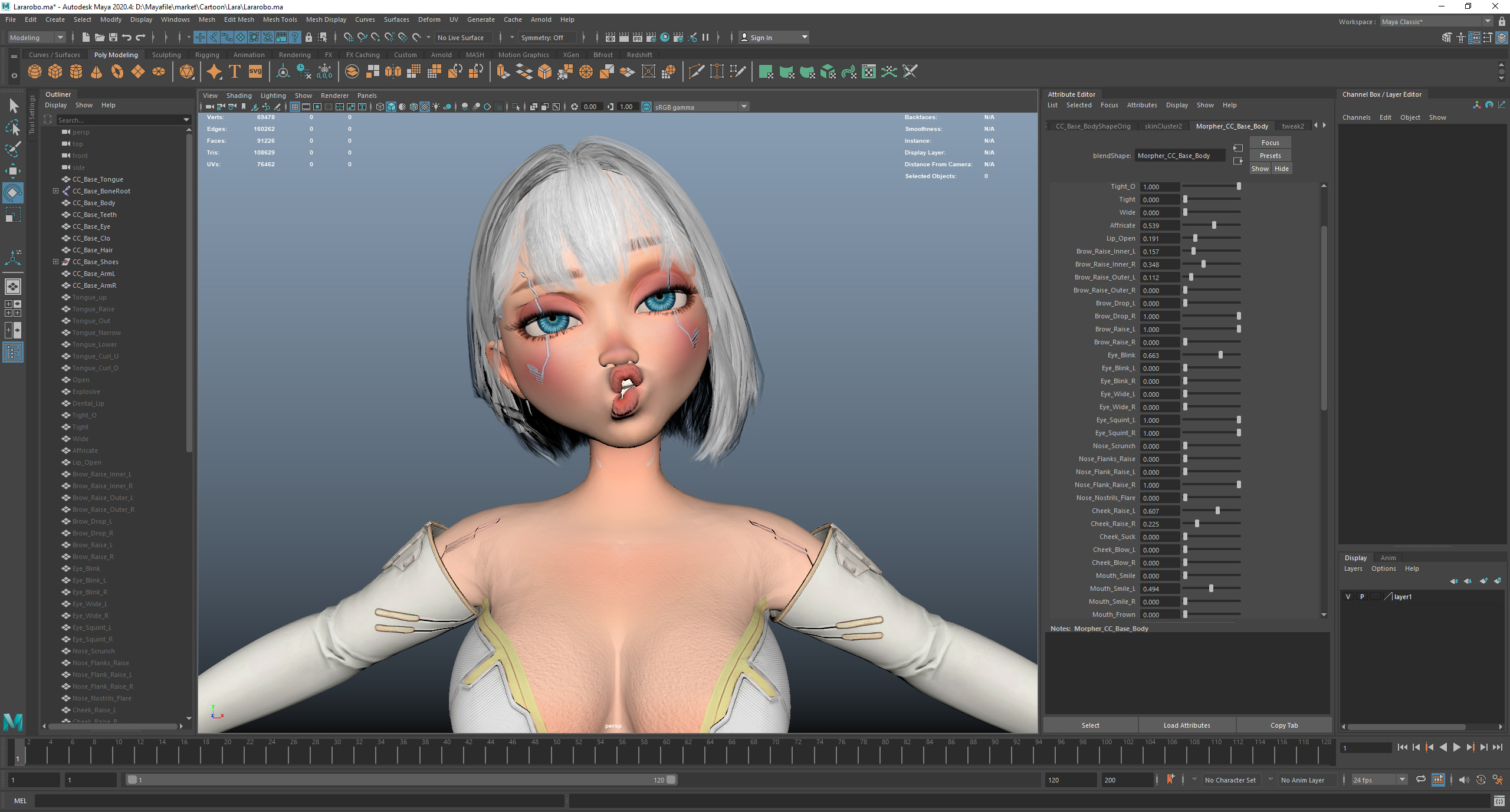 Game Sexy Scifi Stylized Girl Character rigged Lara Low-poly 3D model_34