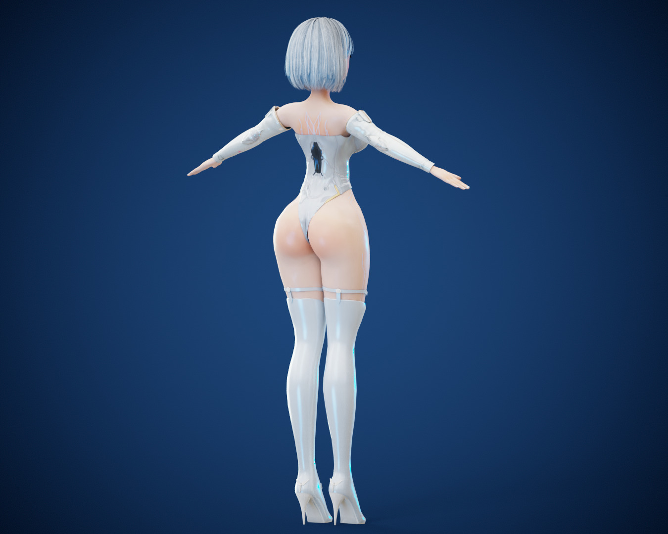 Game Sexy Scifi Stylized Girl Character rigged Lara Low-poly 3D model_23