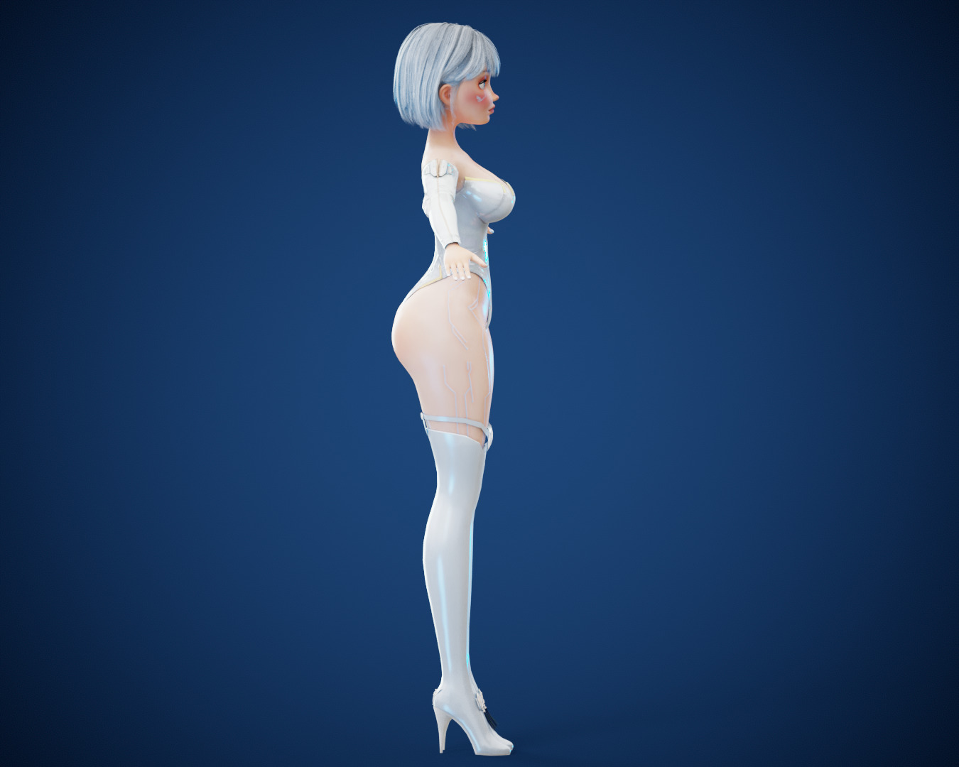 Game Sexy Scifi Stylized Girl Character rigged Lara Low-poly 3D model_22