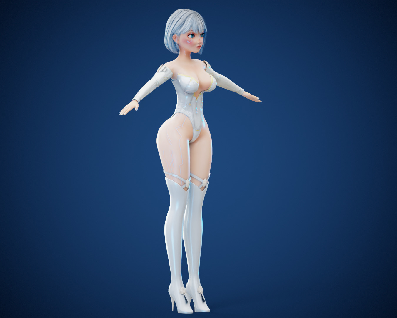 Game Sexy Scifi Stylized Girl Character rigged Lara Low-poly 3D model_21