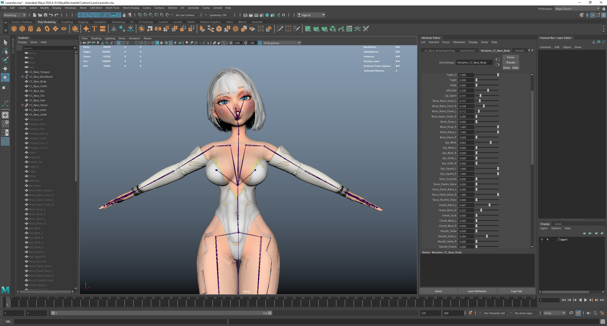 Game Sexy Scifi Stylized Girl Character rigged Lara Low-poly 3D model_36