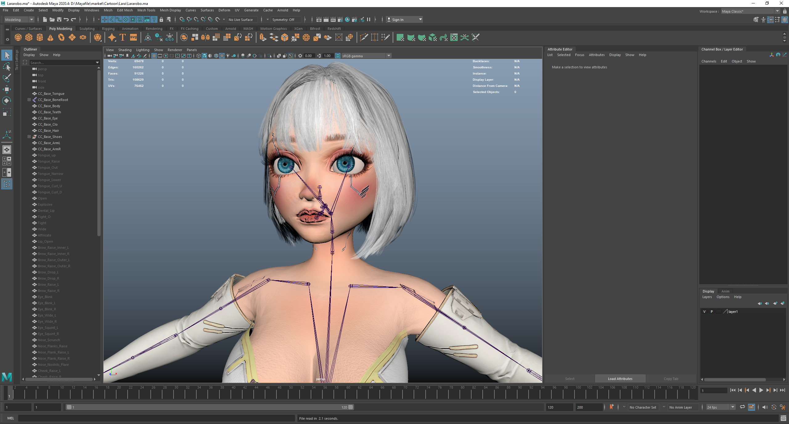 Game Sexy Scifi Stylized Girl Character rigged Lara Low-poly 3D model_39