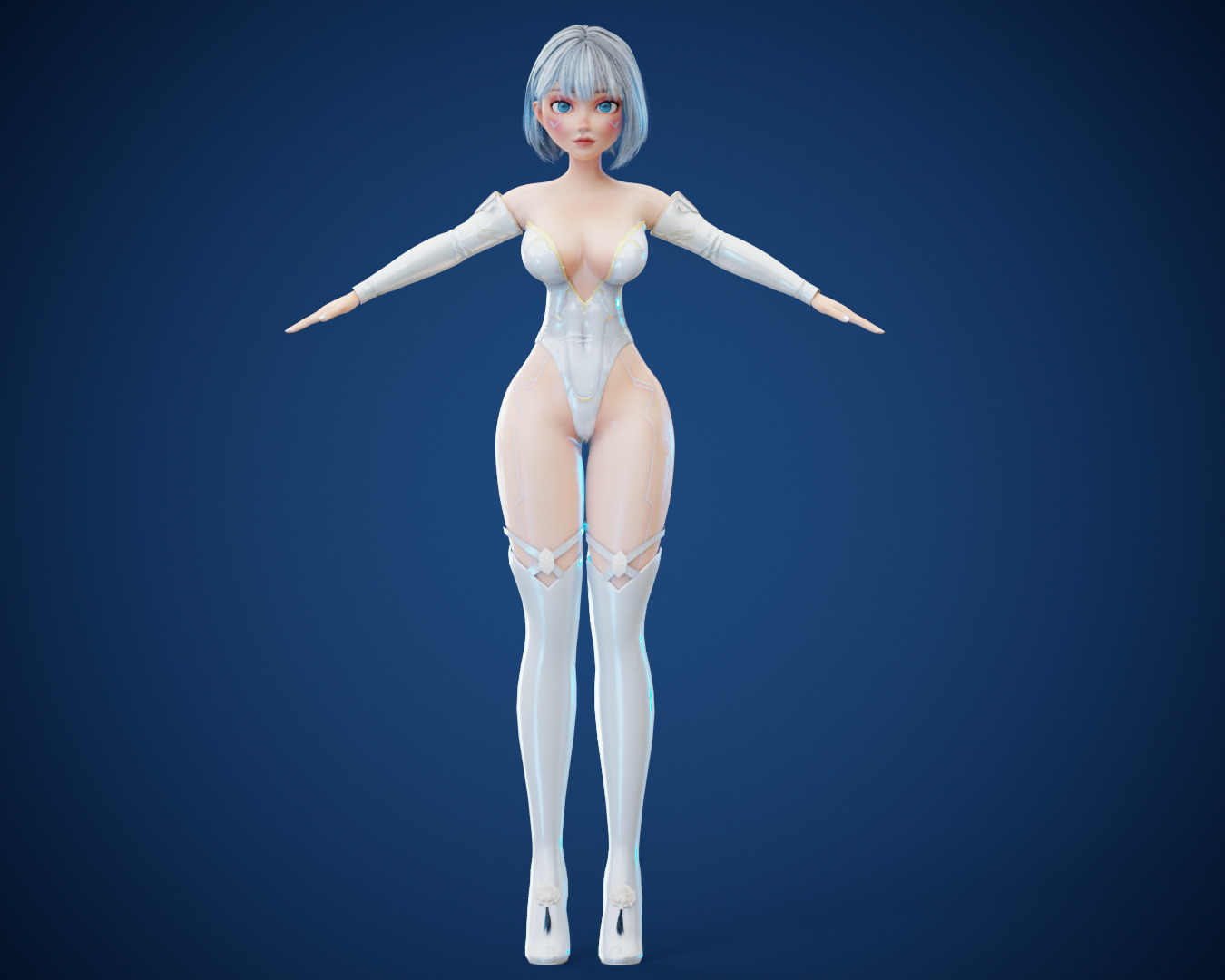 Game Sexy Scifi Stylized Girl Character rigged Lara Low-poly 3D model_20