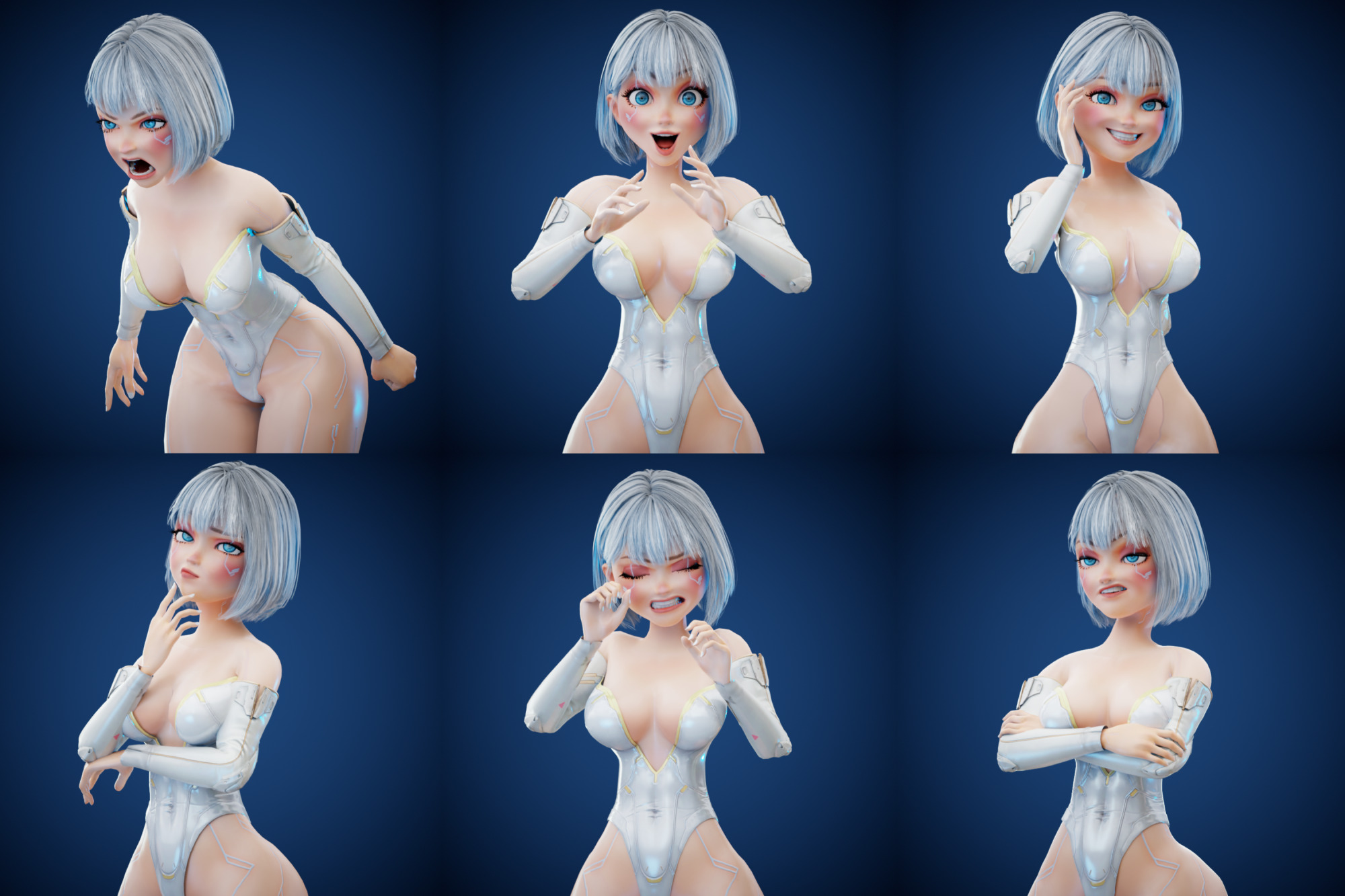 Game Sexy Scifi Stylized Girl Character rigged Lara Low-poly 3D model_2