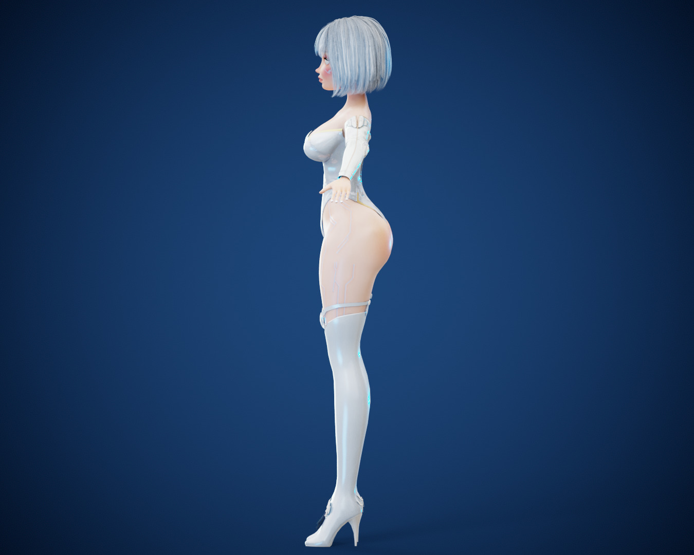 Game Sexy Scifi Stylized Girl Character rigged Lara Low-poly 3D model_25