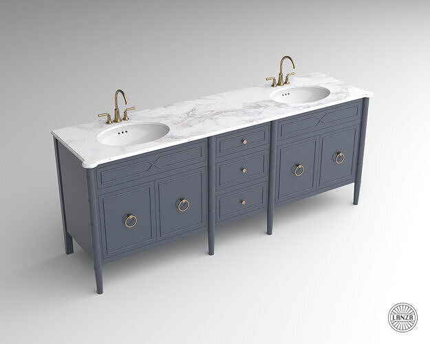 Faux Bamboo Bath Vanity 08 3D model