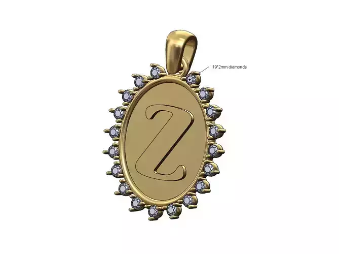 Oval X initial letter diamond pendant charm