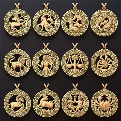 Zodiac Horoscope Pendants  v2 Set Pack Collection 3D print model