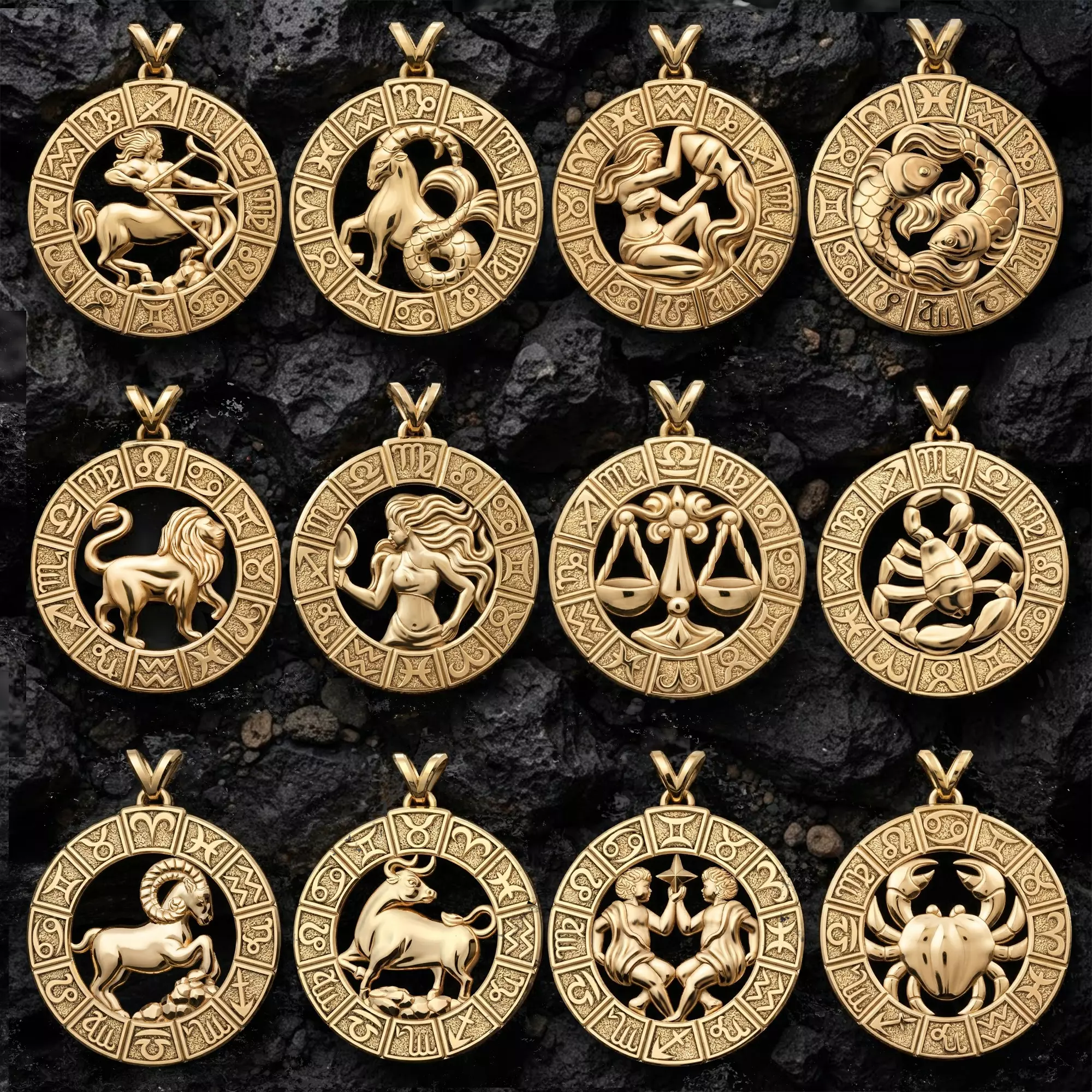 Zodiac Horoscope Pendants v2 Set Pack Collection 3D print model