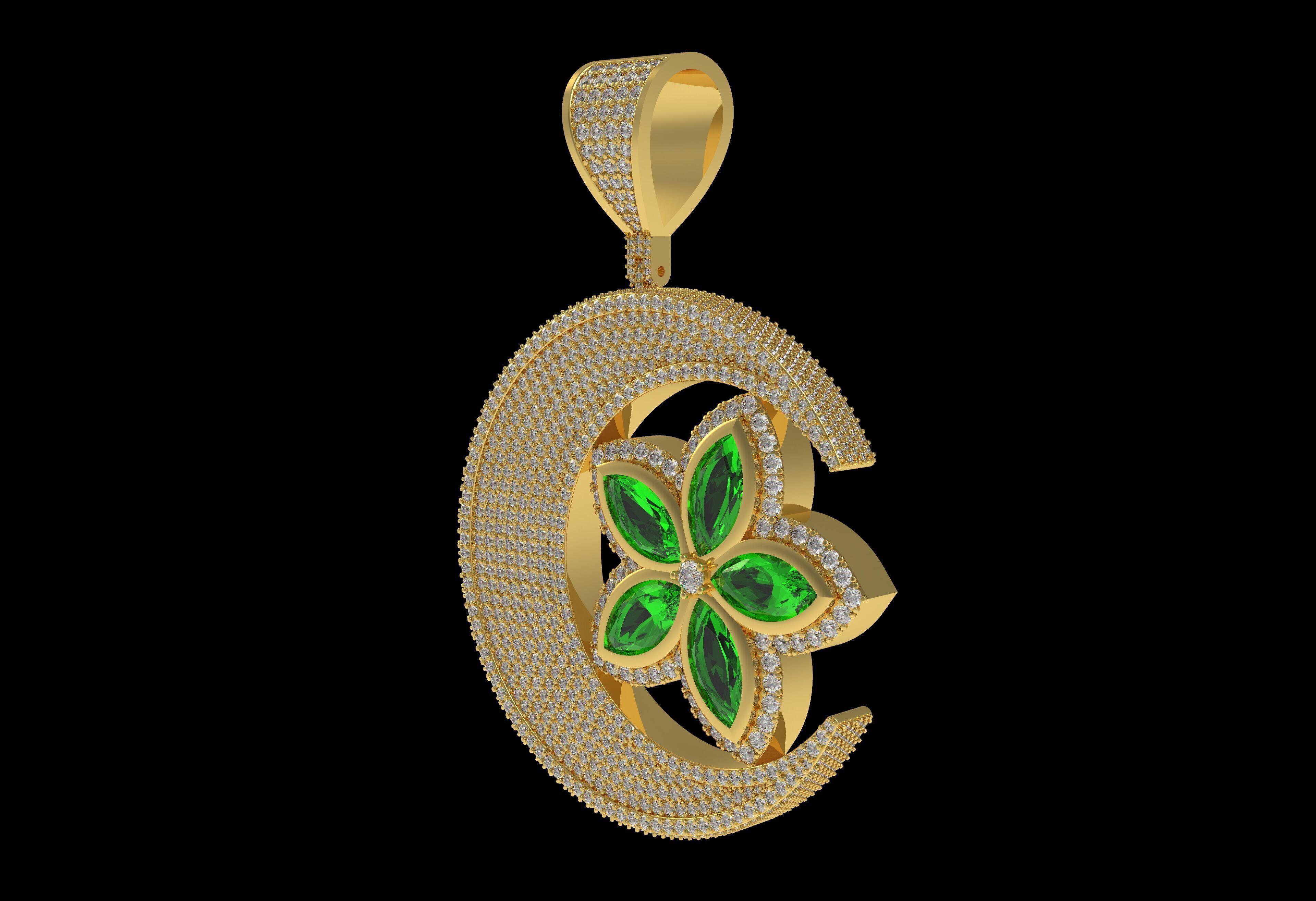 Moon And Star Pendant  3D print model_1