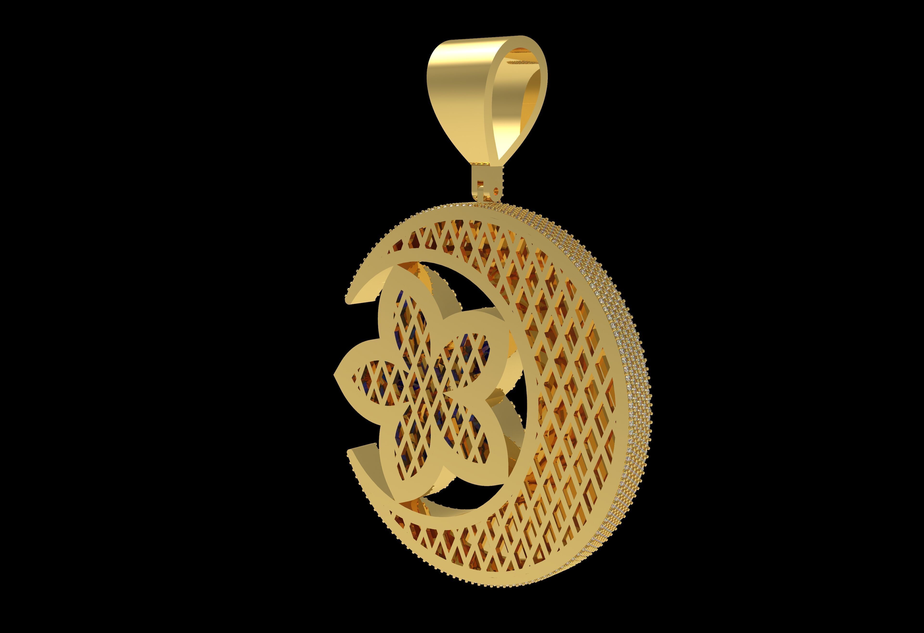 Moon And Star Pendant  3D print model_11