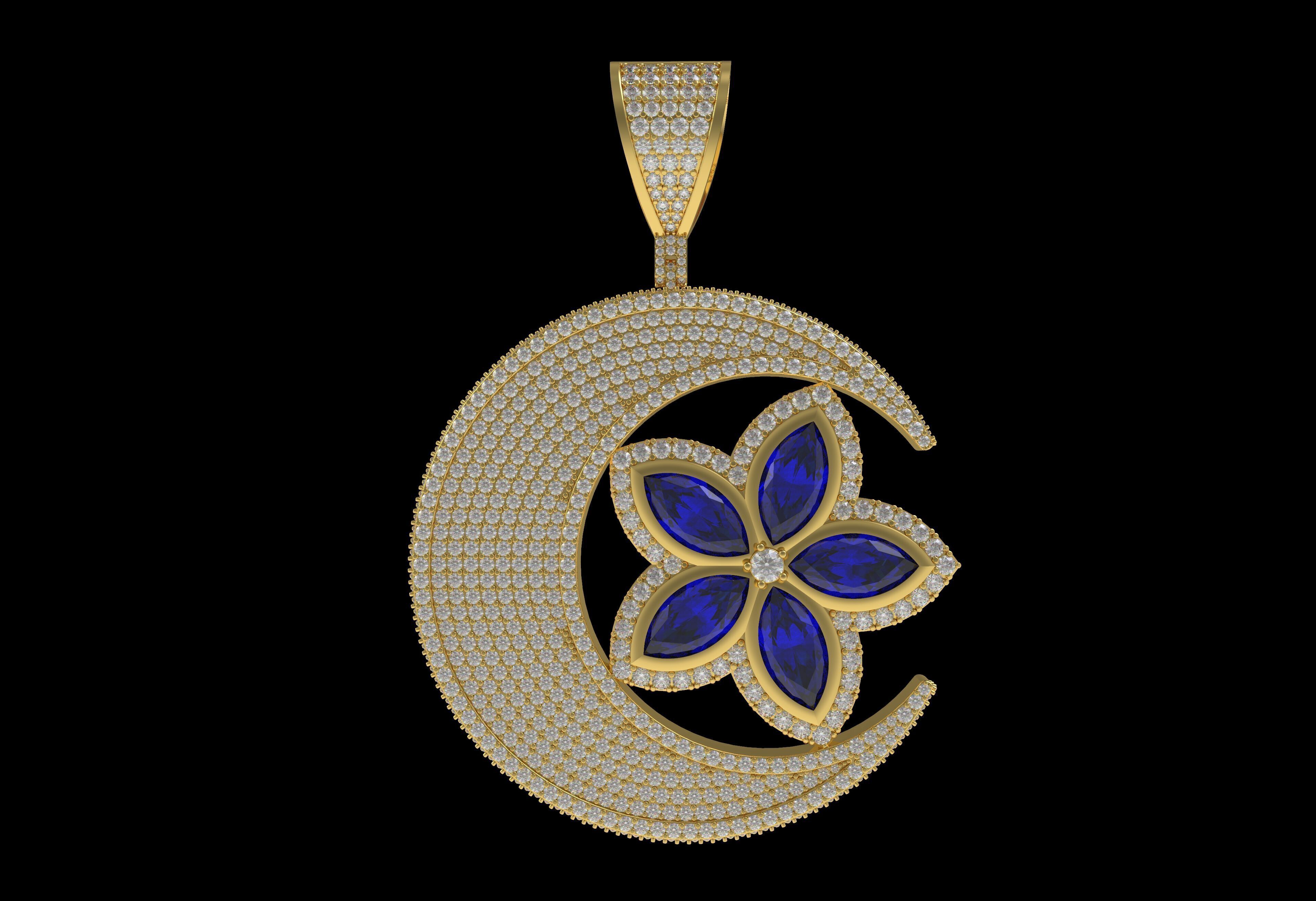 Moon And Star Pendant  3D print model_8