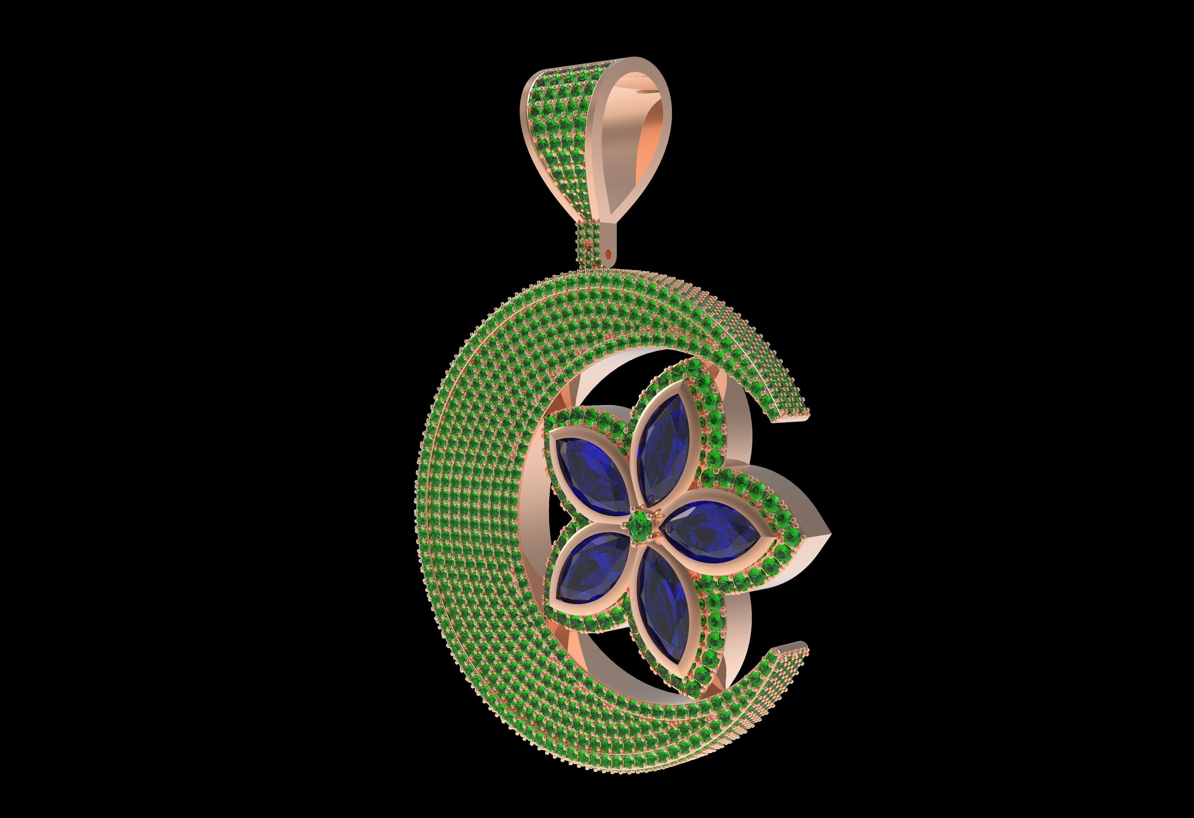 Moon And Star Pendant  3D print model_14