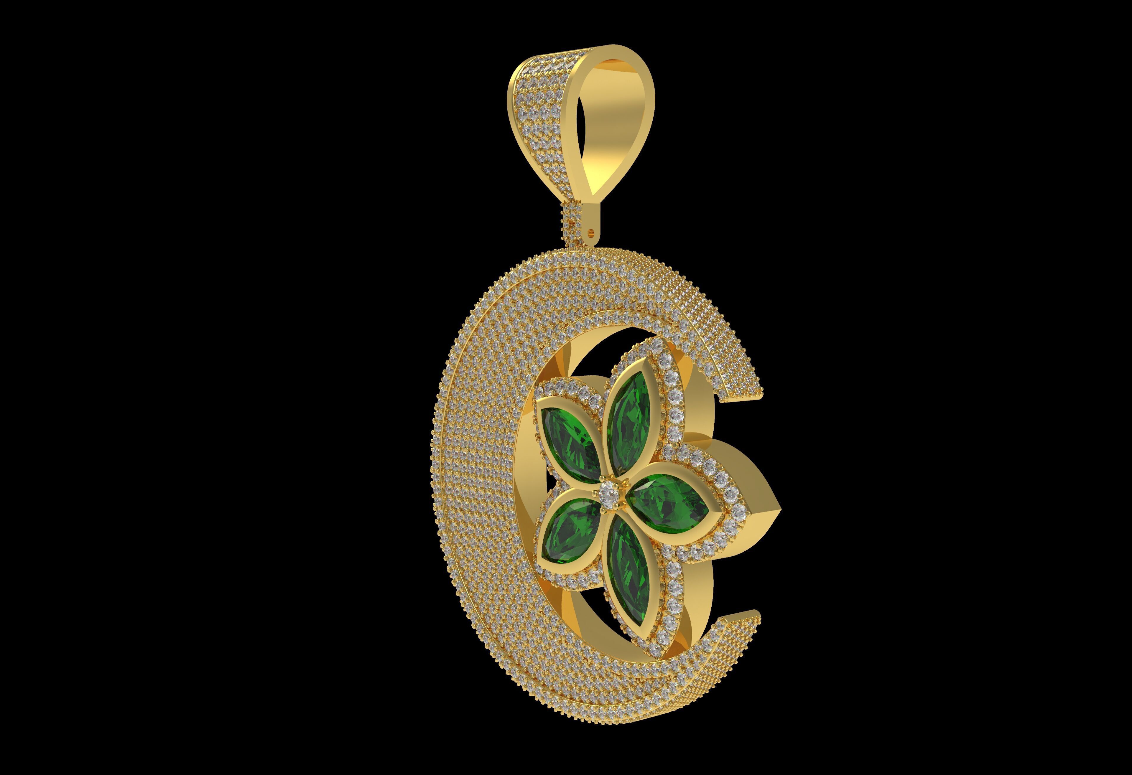 Moon And Star Pendant  3D print model_4