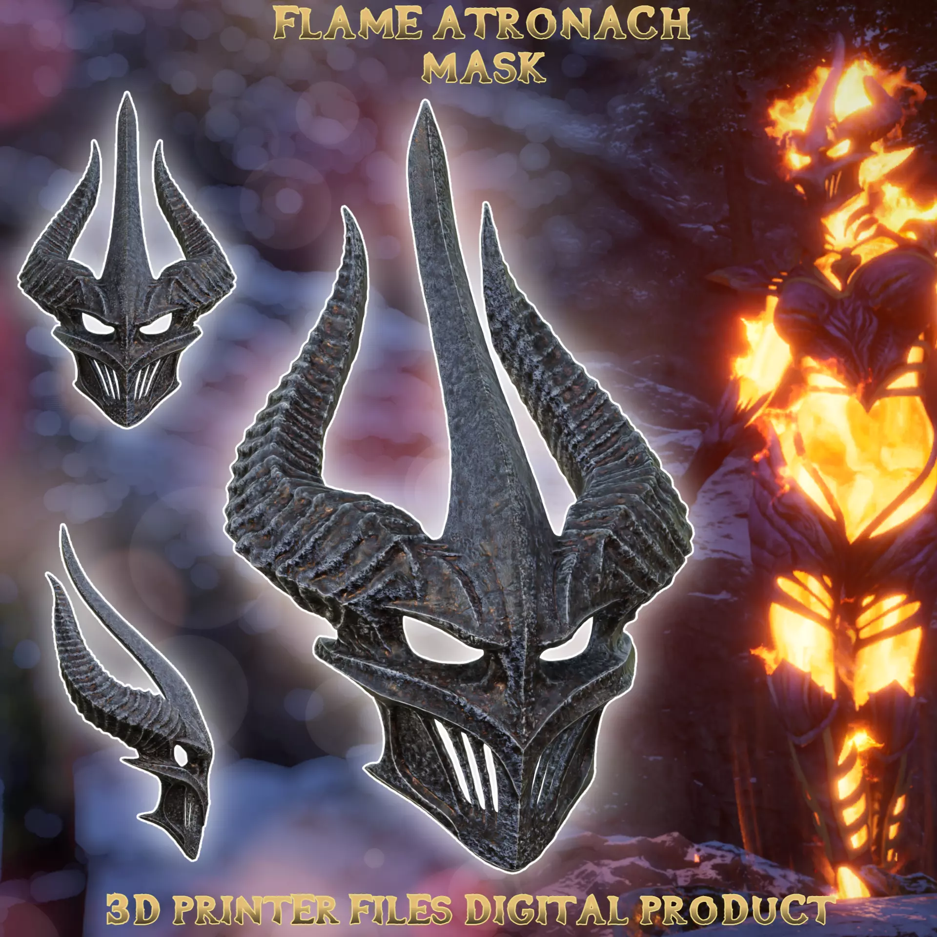Fantasy Flame Atronach Mask TES Oblivion 3D print model
