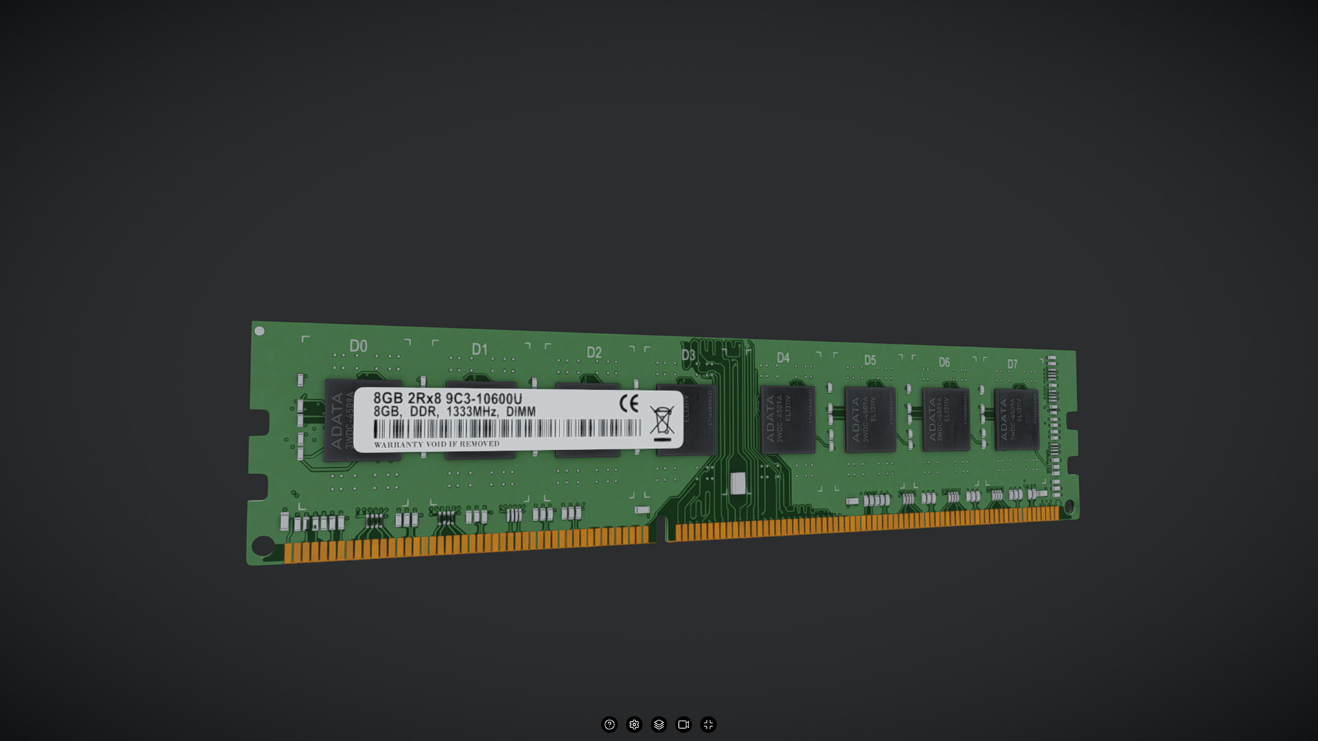 Memory Card - Ram Card Low-poly 3D model_3