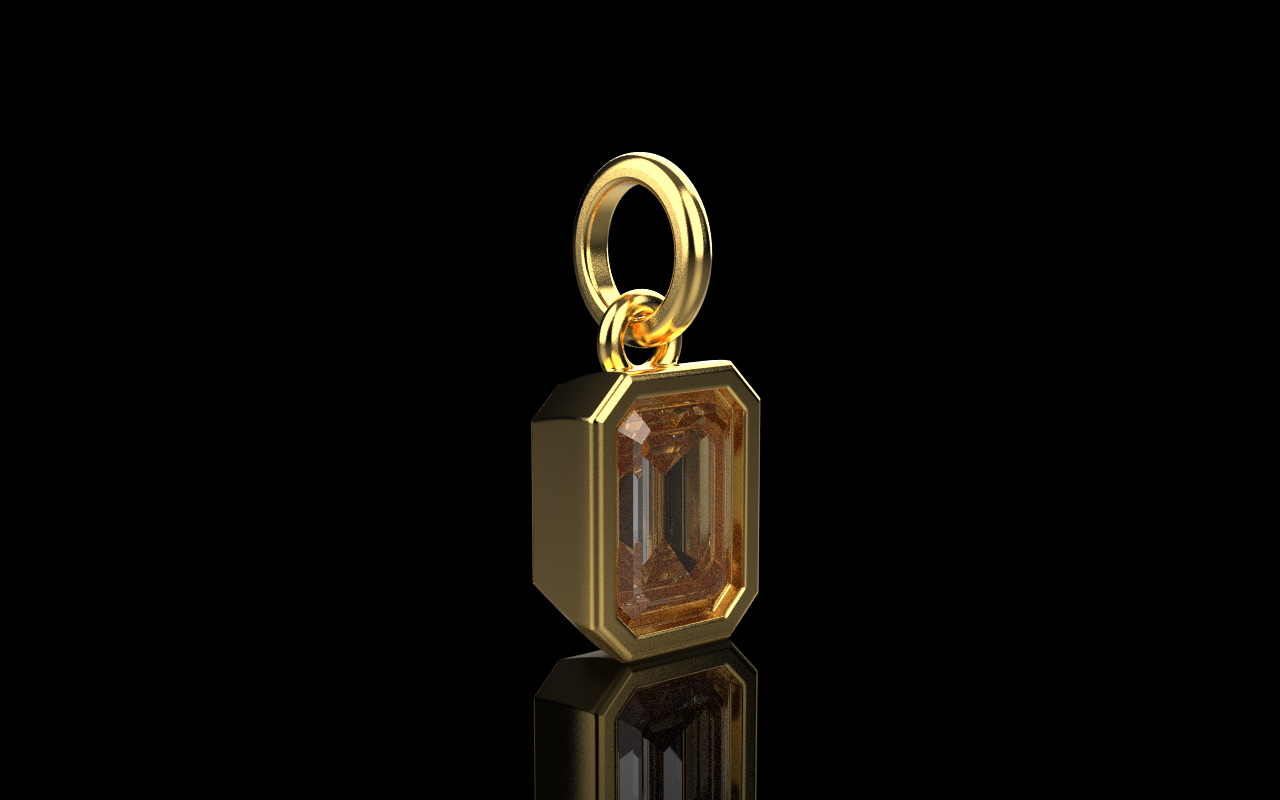 Bezel emerald pendant model 1040 3D print model_17