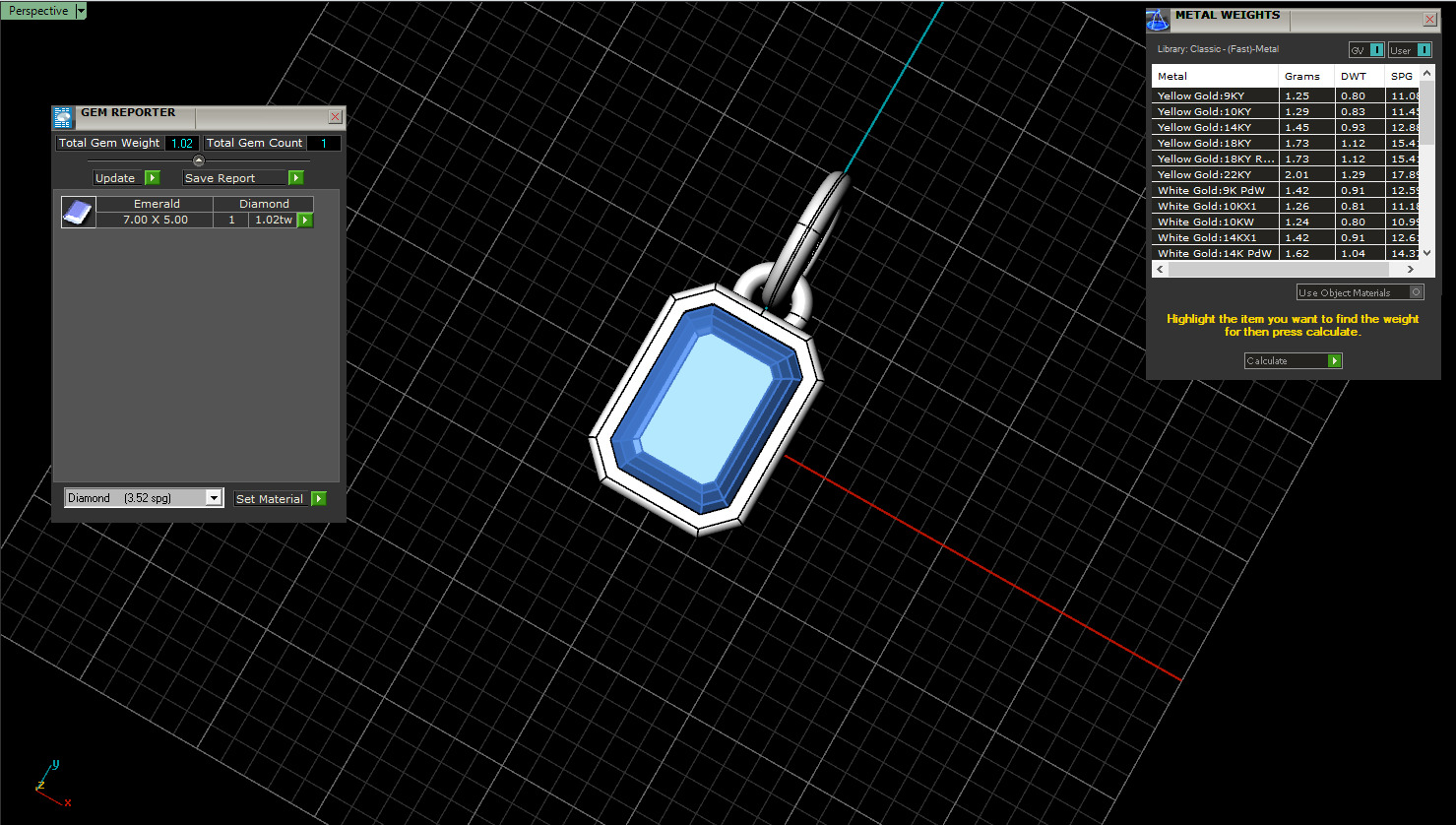 Bezel emerald pendant model 1040 3D print model_5