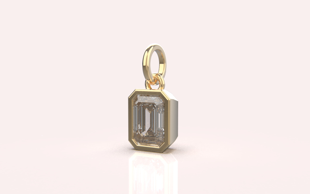 Bezel emerald pendant model 1040 3D print model_1