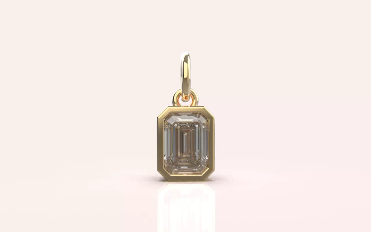 Bezel emerald pendant model 1040 3D print model_0
