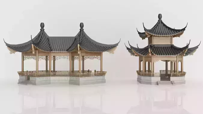 Low Polygon 3D Model of China Pavilion