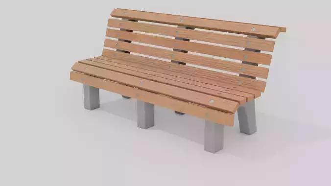 Outdoor Wooden Bench 7 Low-poly 3D model