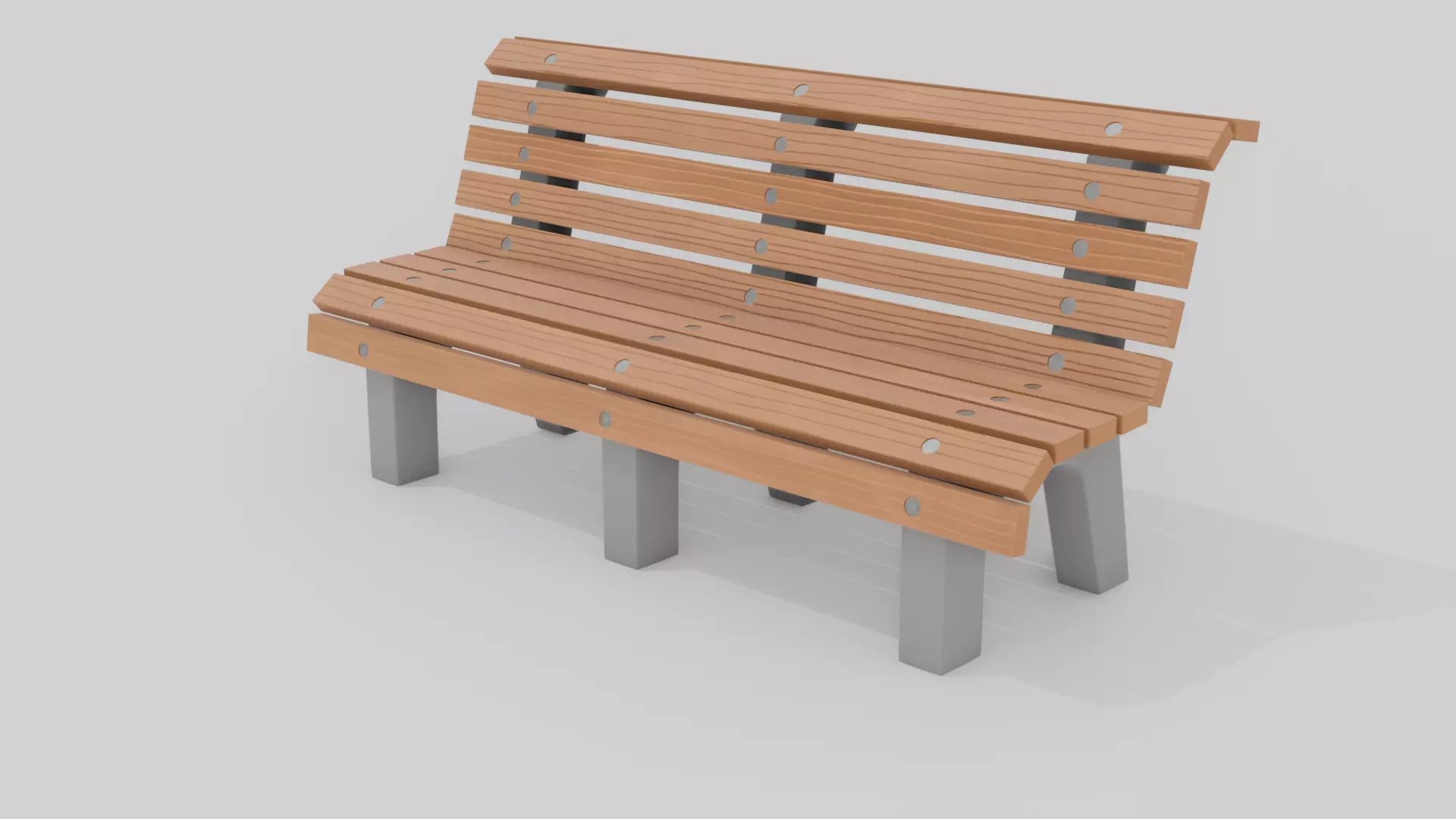 Outdoor Wooden Bench 7 Low-poly 3D model_0