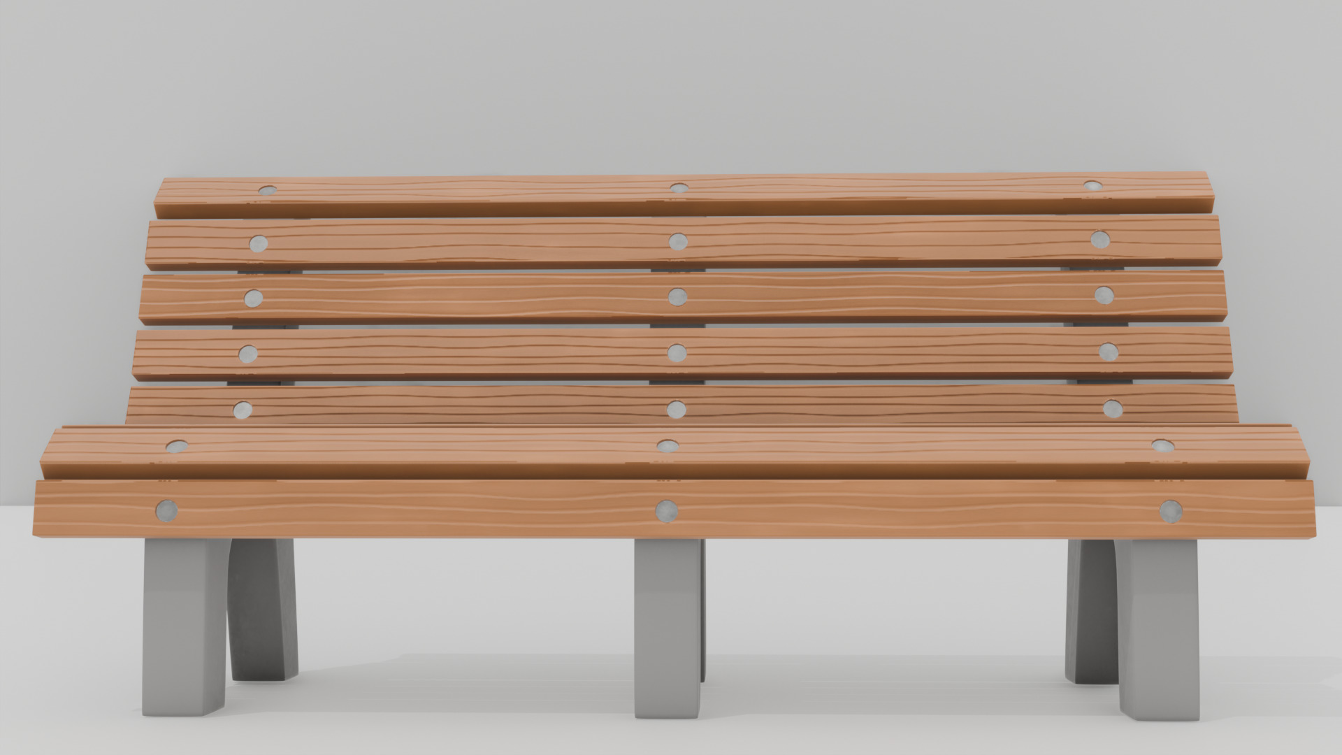 Outdoor Wooden Bench 7 Low-poly 3D model_7