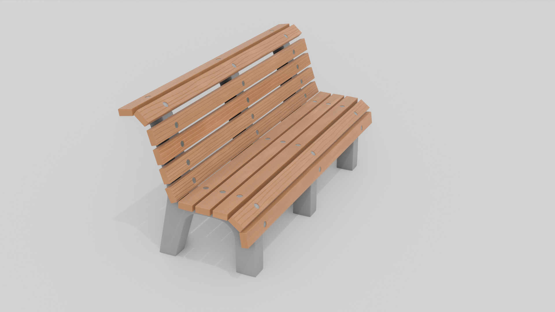 Outdoor Wooden Bench 7 Low-poly 3D model_4