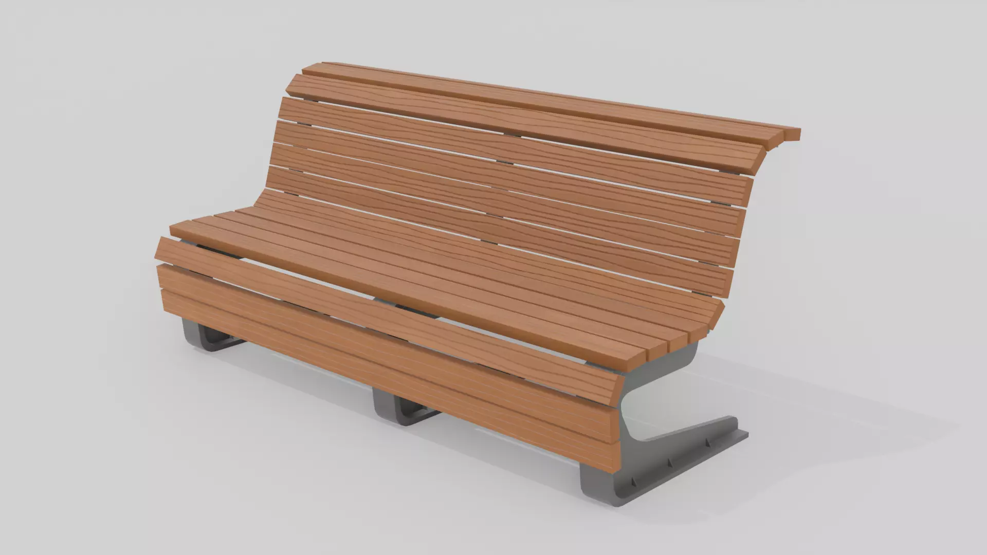 Outdoor Wooden Bench 8 Low-poly 3D model_0