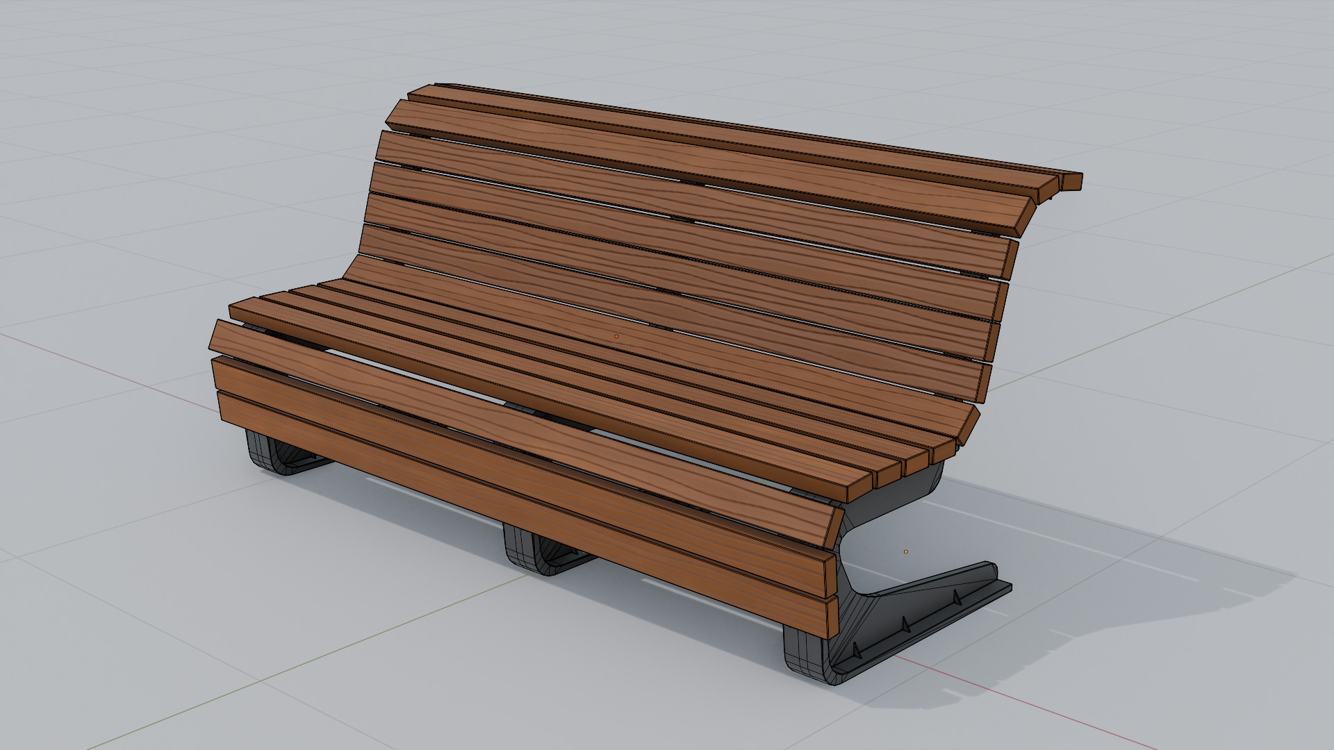 Outdoor Wooden Bench 8 Low-poly 3D model_1