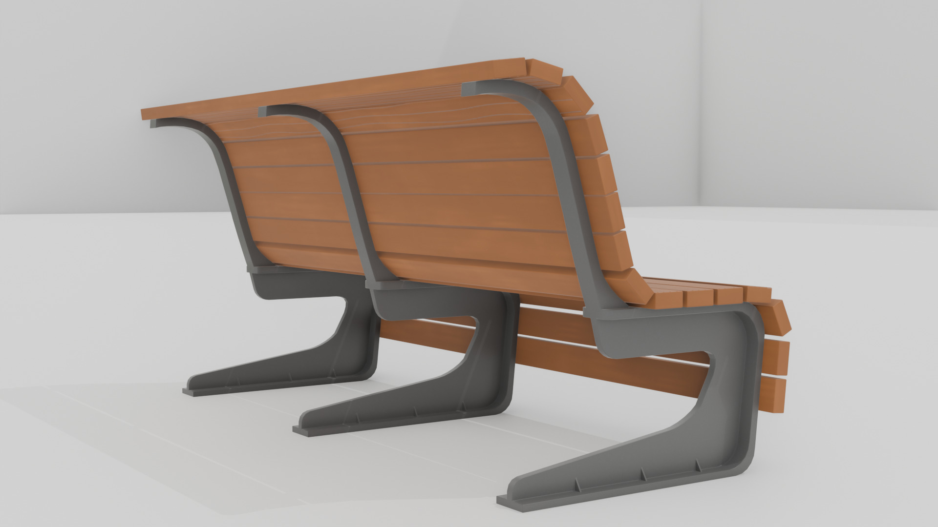 Outdoor Wooden Bench 8 Low-poly 3D model_4