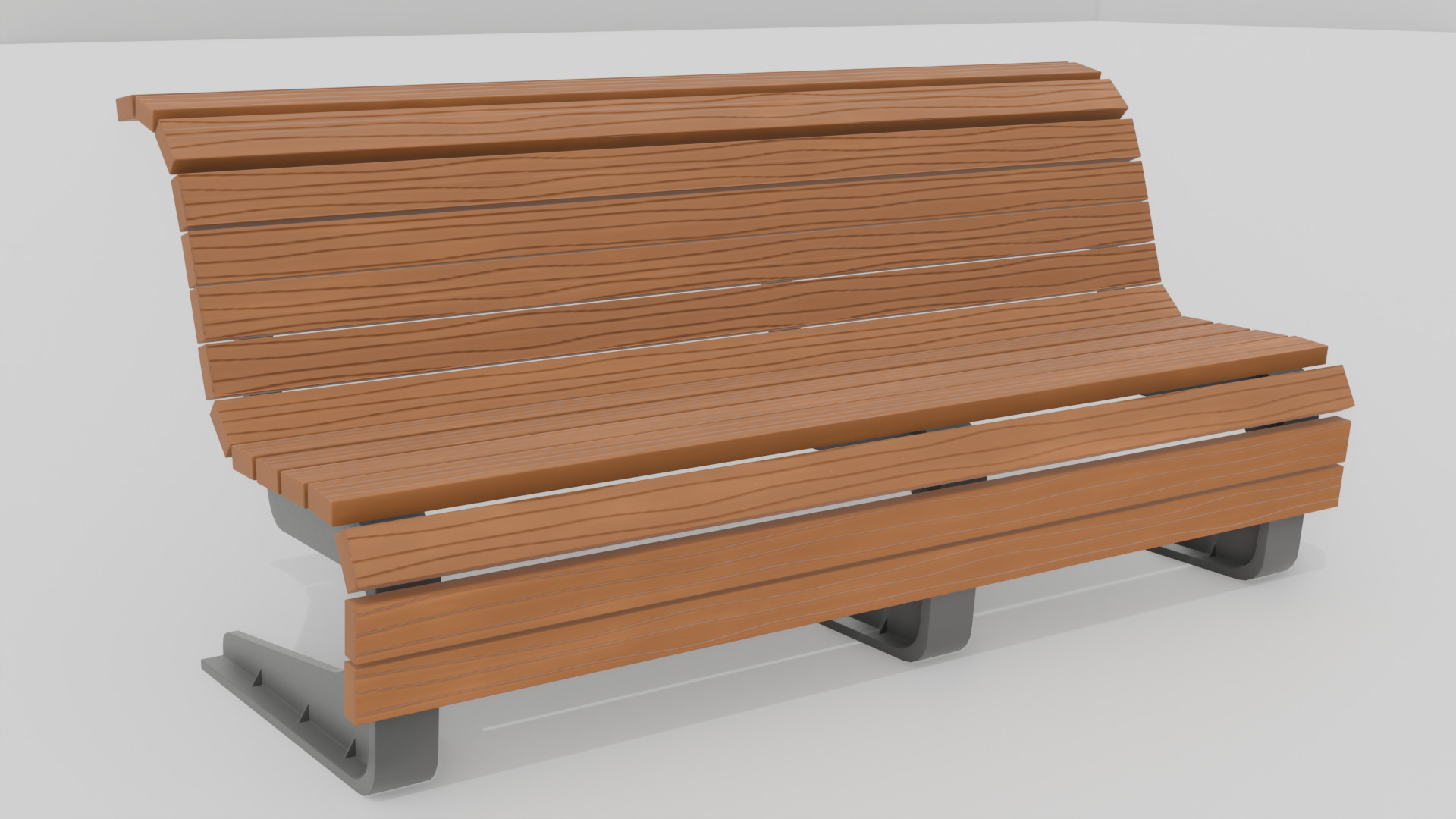 Outdoor Wooden Bench 8 Low-poly 3D model_6