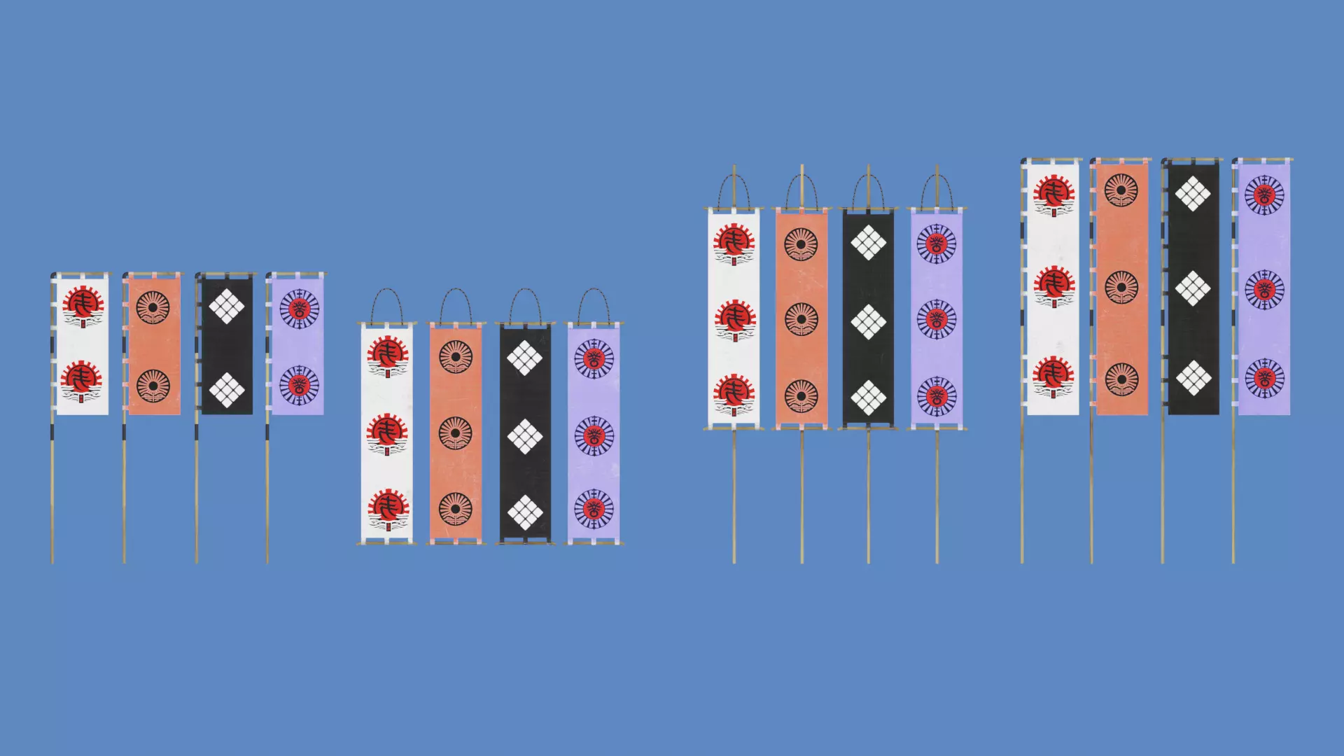 Oriental Structures - Sashimono Japanese War Banner Low-poly 3D model_0