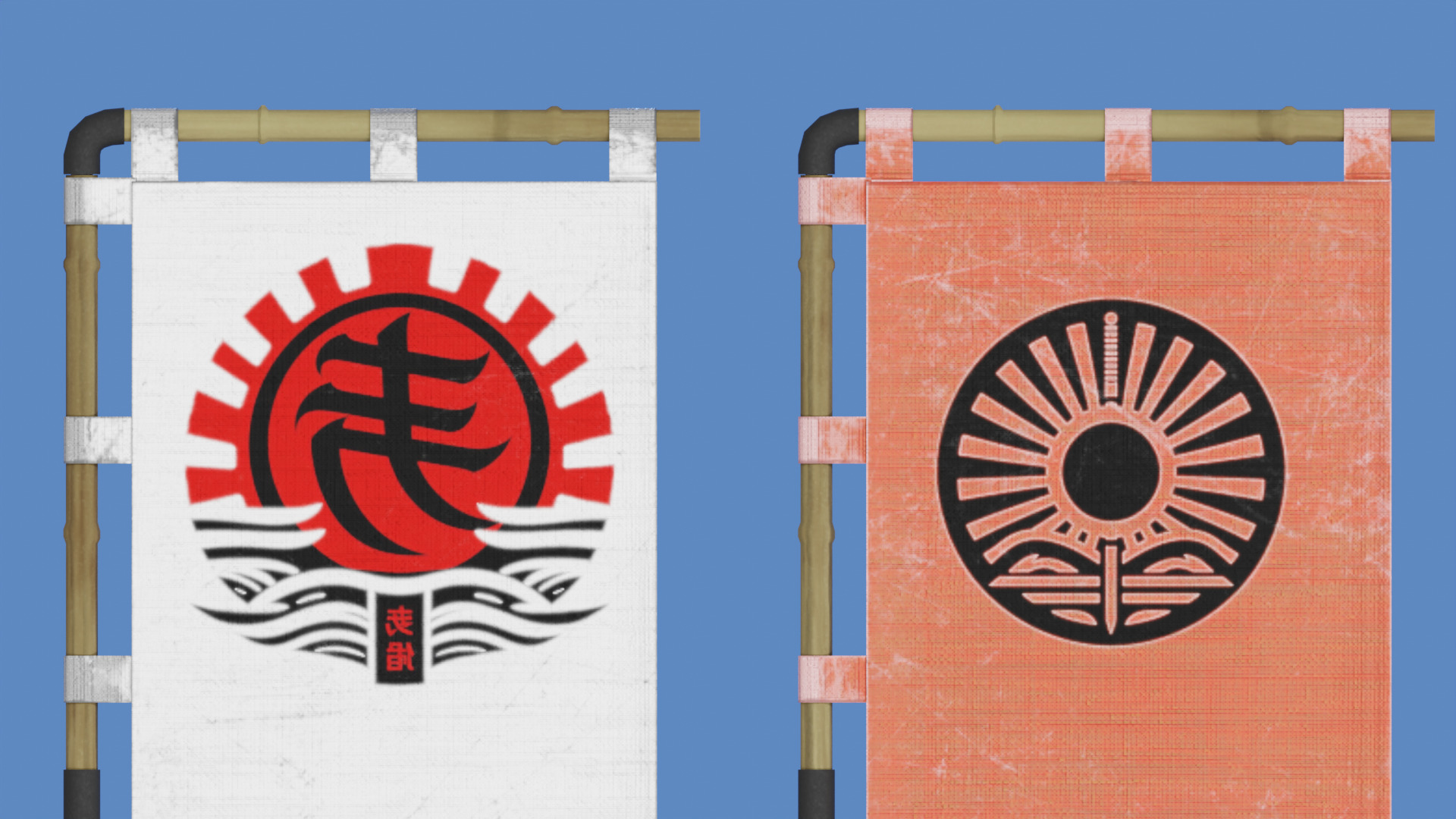 Oriental Structures - Sashimono Japanese War Banner Low-poly 3D model_8