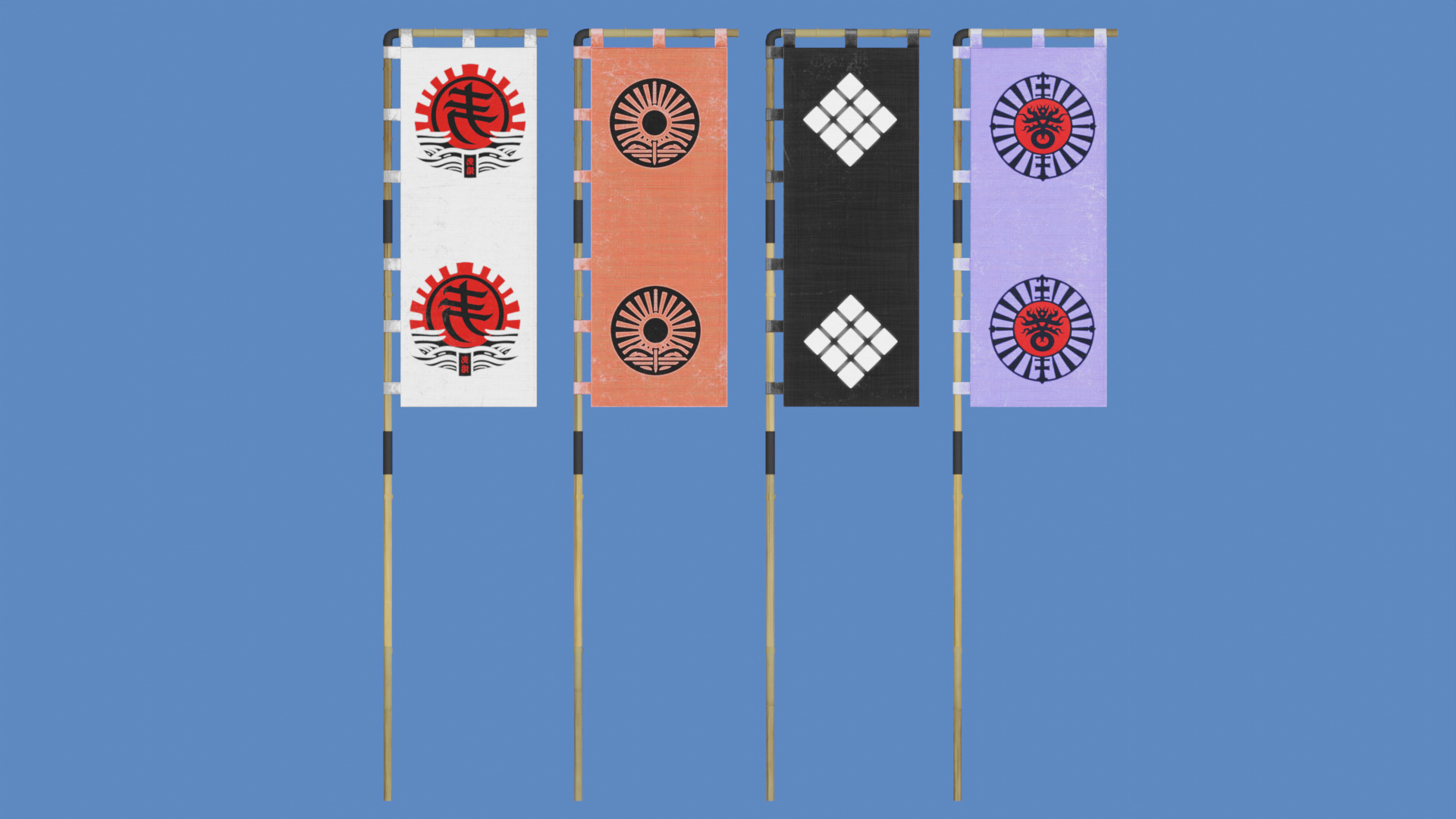 Oriental Structures - Sashimono Japanese War Banner Low-poly 3D model_1