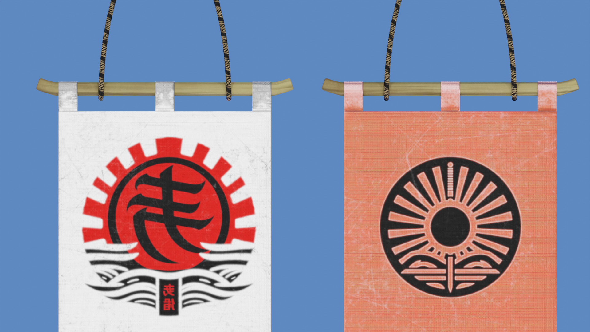 Oriental Structures - Sashimono Japanese War Banner Low-poly 3D model_7