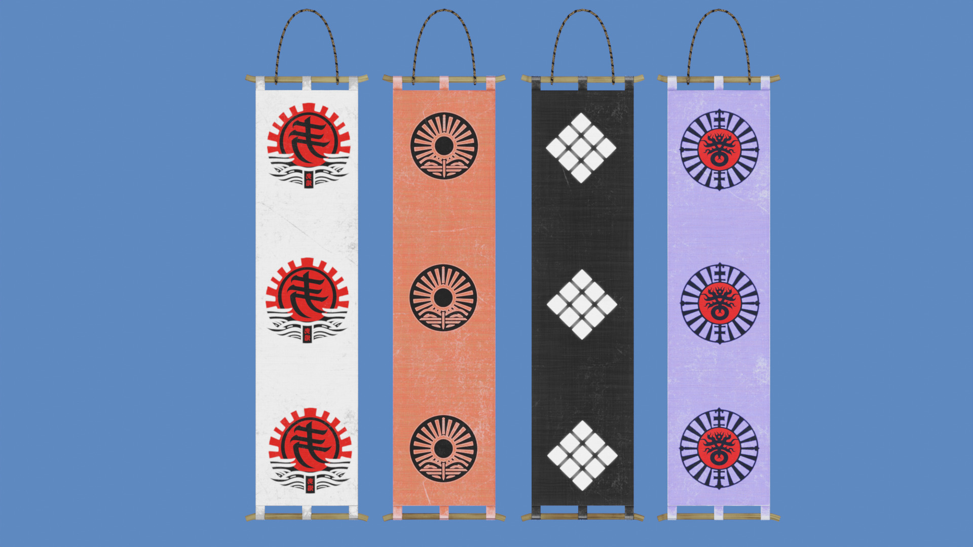 Oriental Structures - Sashimono Japanese War Banner Low-poly 3D model_2