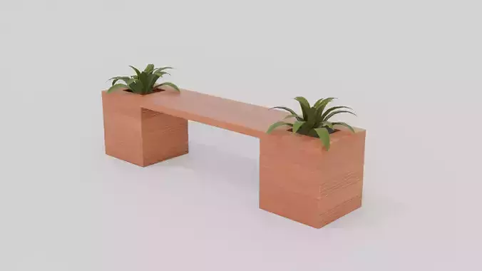 Outdoor Wooden Bench 9 Low-poly 3D model