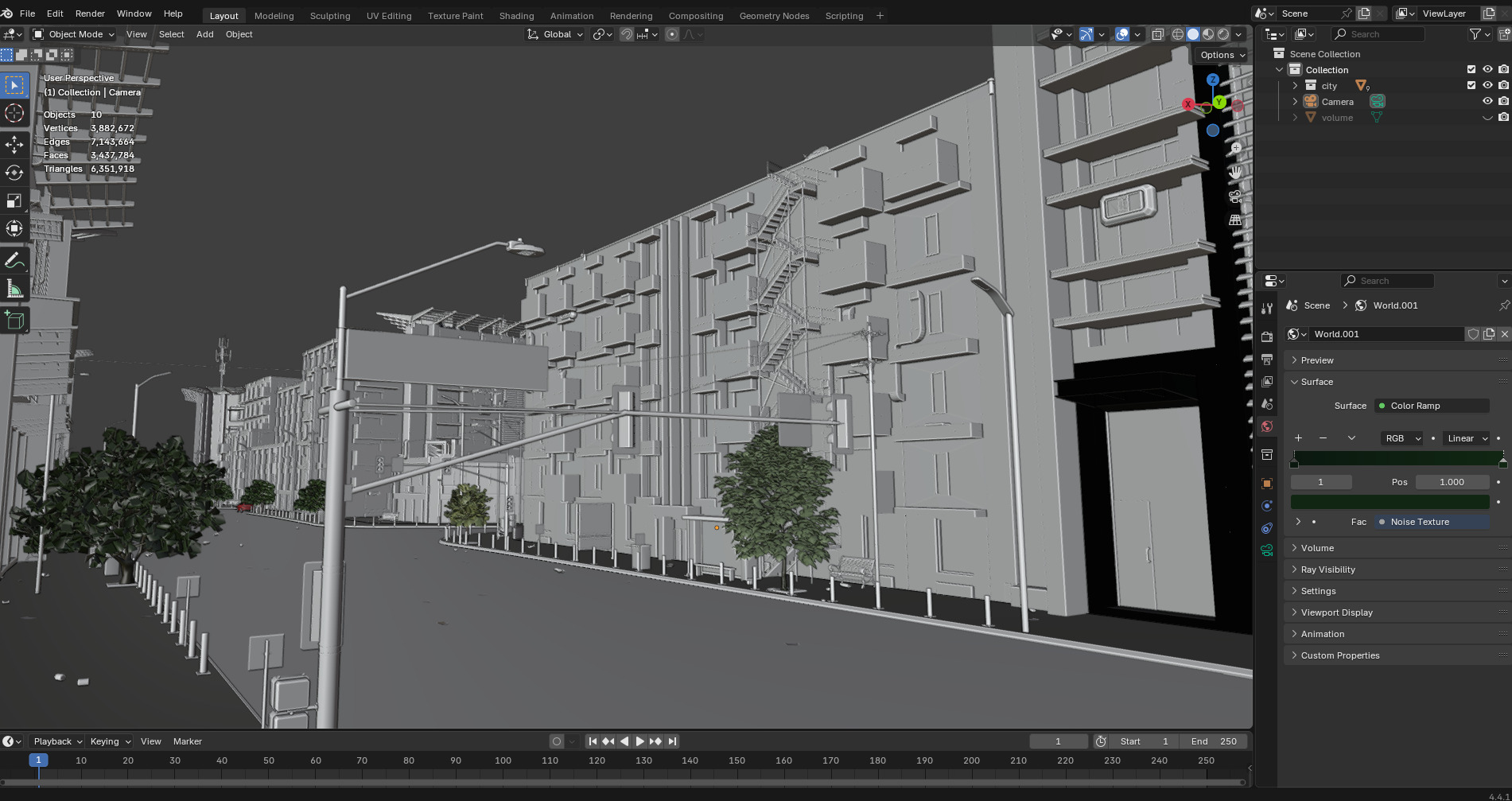 Modern Urban City - Morning wet street scene 3D model_25
