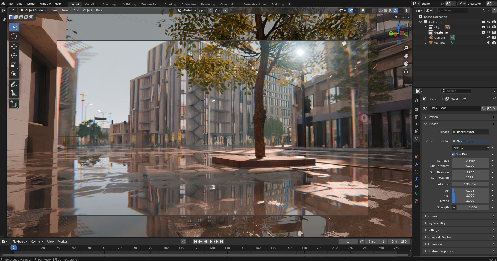 Modern Urban City - Morning wet street scene 3D model_10