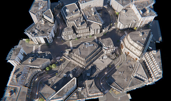 Modern Urban City - Morning wet street scene 3D model 7