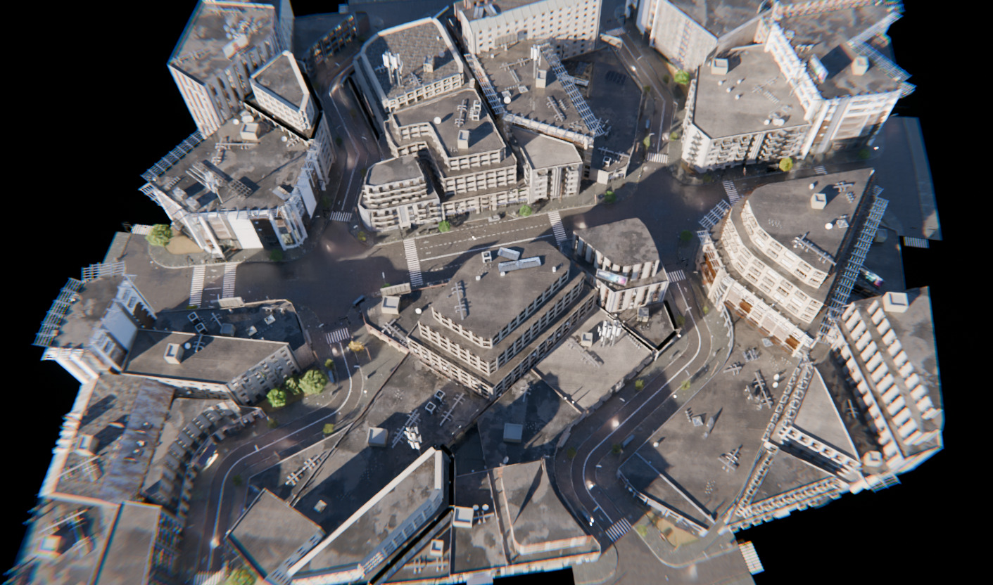 Modern Urban City - Morning wet street scene 3D model_6